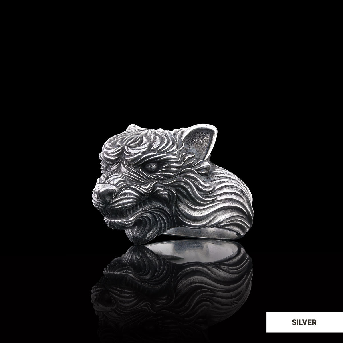3D Wolf Head Ring, Silver Wolf Ring, Animal Jewelry, Gift for Her - view 3