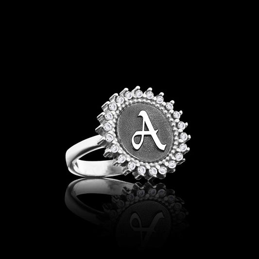 925 Sterling Monogram Letter A Women Ring by SWISS PLUS - Letter Collection - view 2