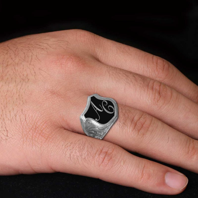 925 Sterling Silver A-C Letter Ring