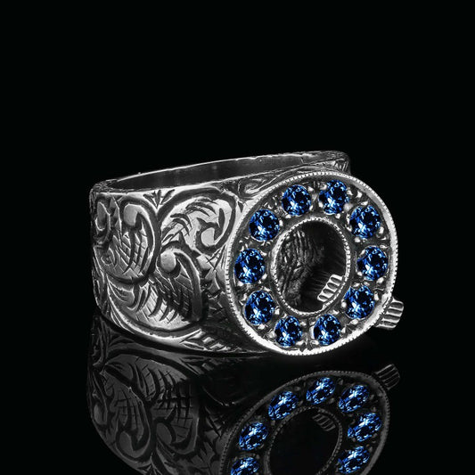 925 Sterling Silver Alphabet Q Ring by SWISS PLUS - Letter Collection - view 2
