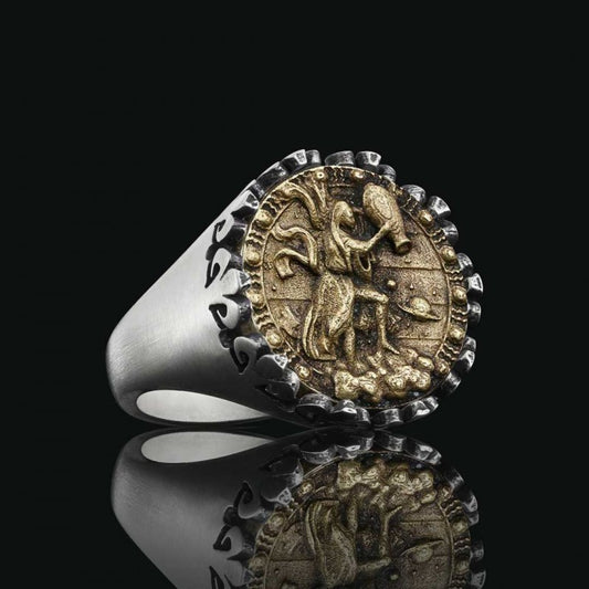 925 Sterling Silver Aquarius Sign Ring