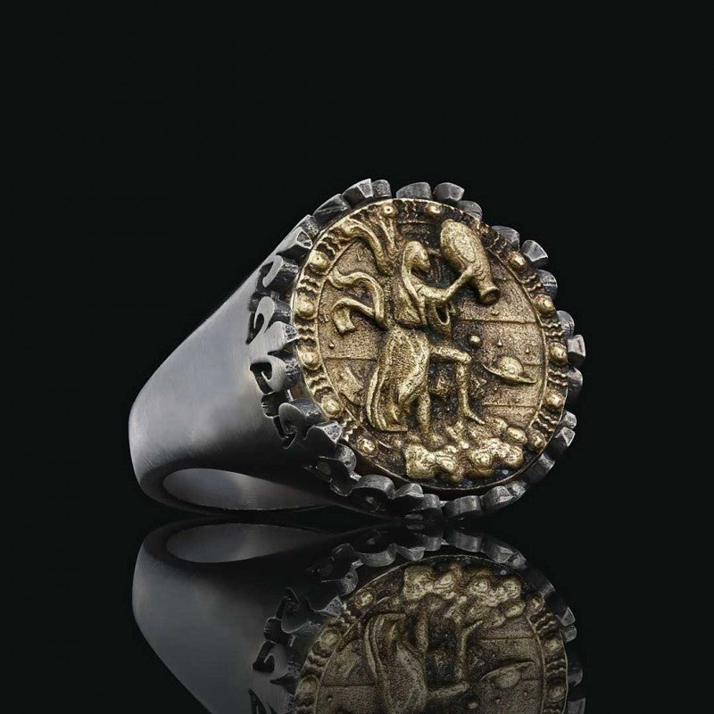 925 Sterling Silver Aquarius Sign Ring