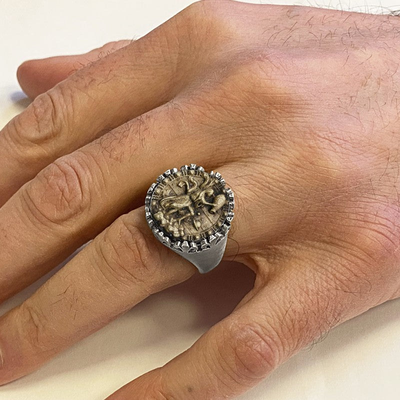 925 Sterling Silver Aquarius Sign Ring