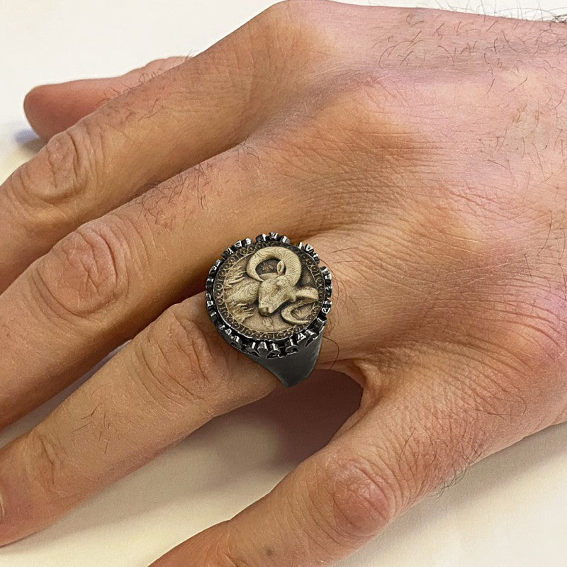 925 Sterling Silver Aries Sign Ring