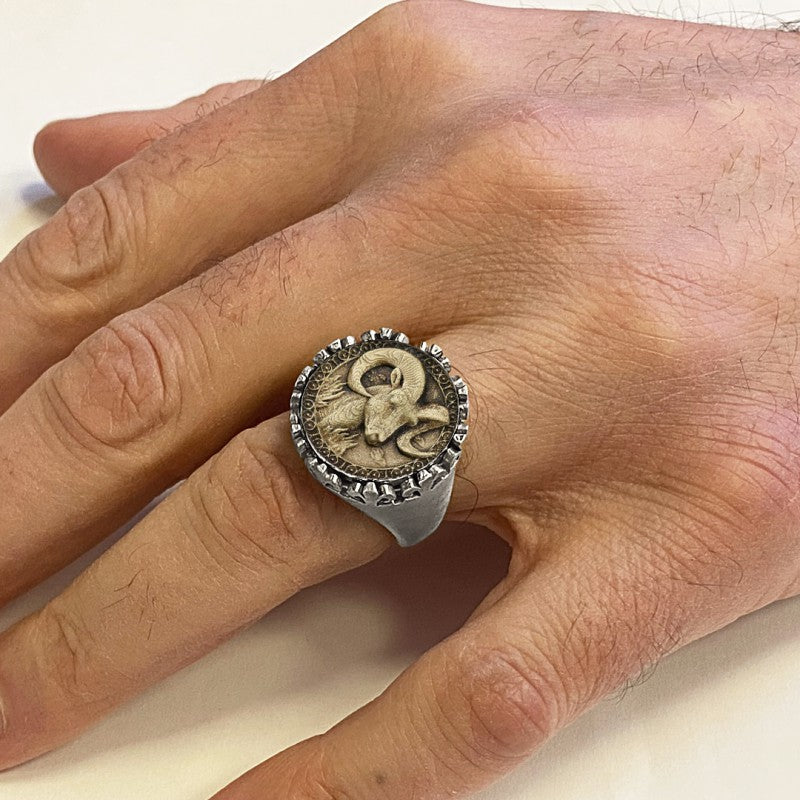 925 Sterling Silver Aries Sign Ring