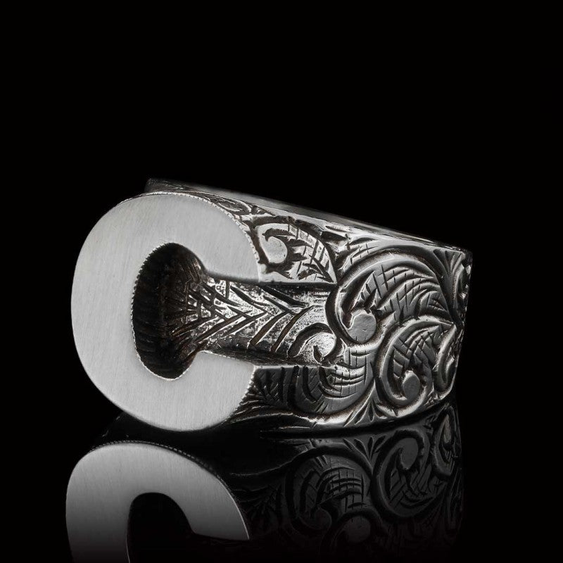 925 Sterling Silver C Letter Ring by SWISS PLUS - Letter Collection - view 5