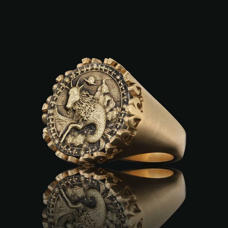 925 Sterling Silver Capricorn Sign Ring