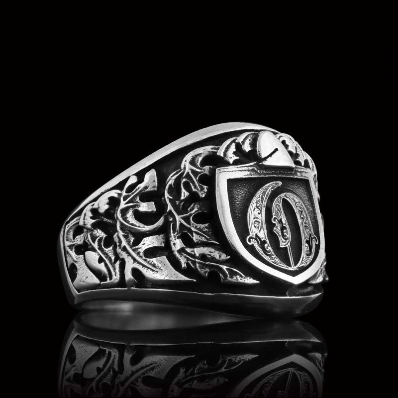 925 Sterling Silver Celtic O Letter Ring