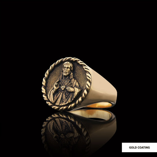 925 Sterling Silver Christian Ring, Religious Ring, Gold Plated Religious Ring, Jesus Ring by SWISS PLUS - Christian Collecti