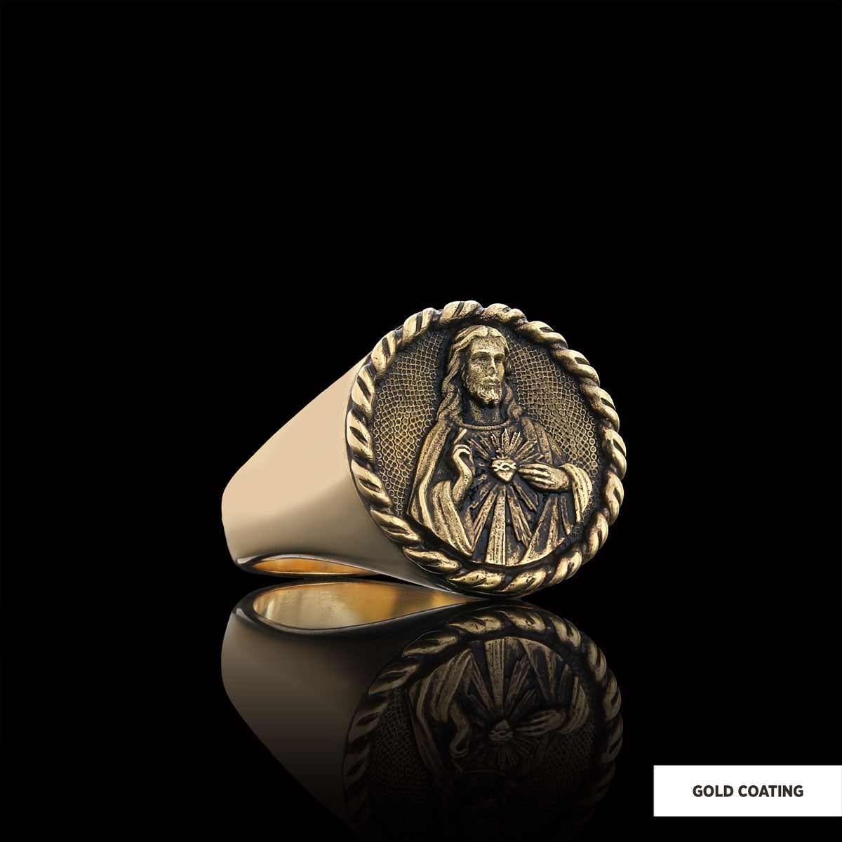925 Sterling Silver Christian Ring, Religious Ring, Gold Plated Religious Ring, Jesus Ring by SWISS PLUS - Christian Collecti