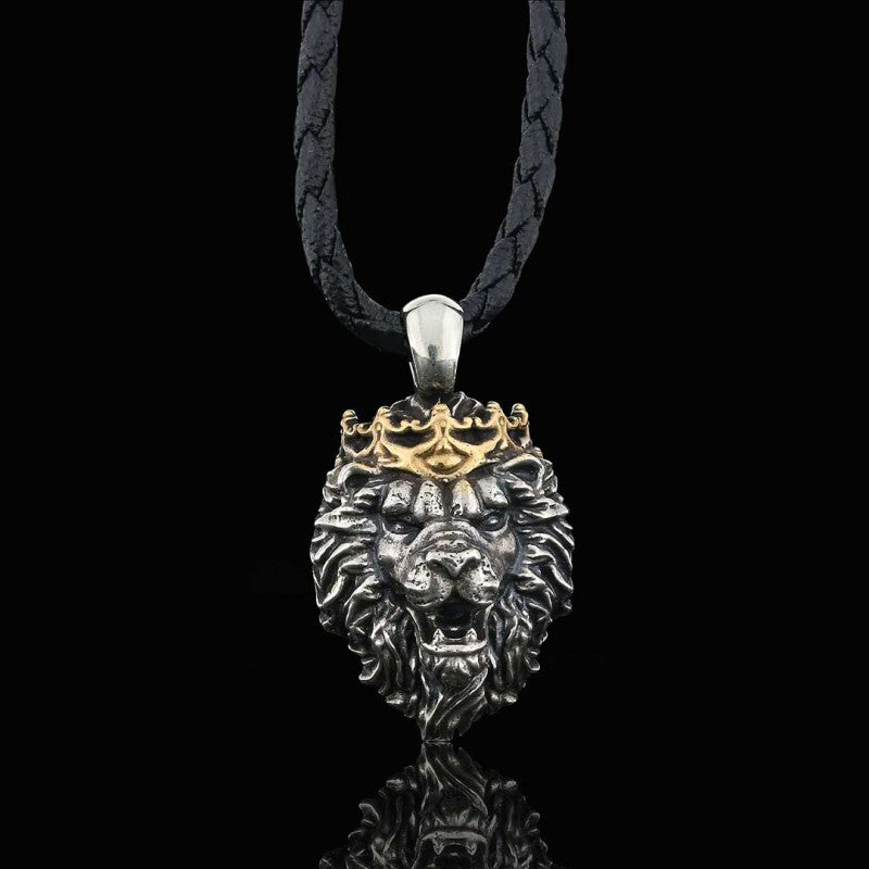 925 Sterling Silver Crown Lion Necklace - view 3