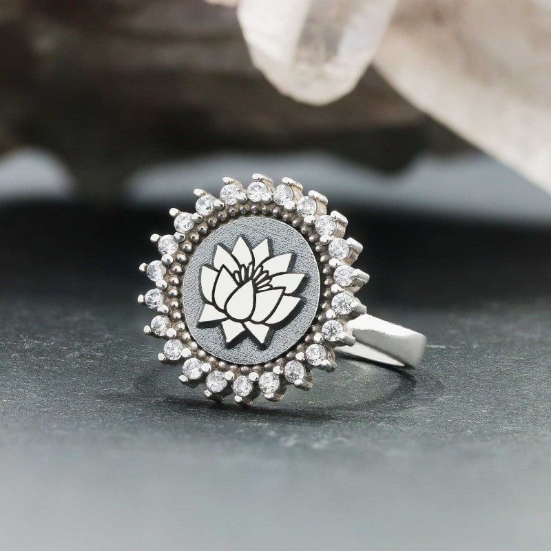 925 Sterling Silver Custom Design Lotus Women Ring