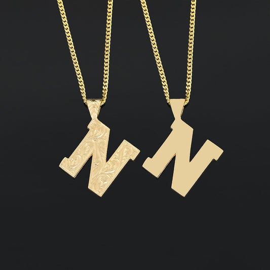 925 Sterling Silver Custom Design Monogram Letter N Necklace