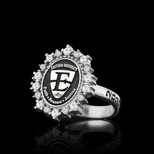 925 Sterling Silver Design Eastern University Women Ring