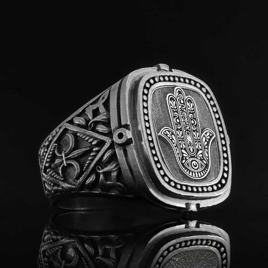 925 Sterling Silver Hamsa Ring by SWISS PLUS - Jewish Collection - view 2