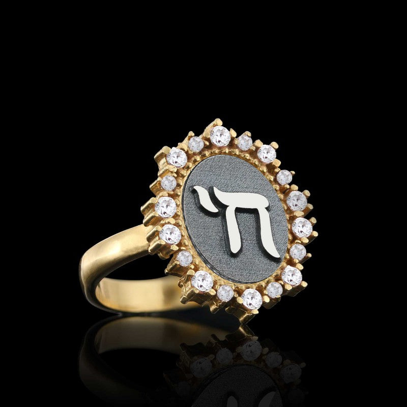 925 Sterling Silver Jewish Chai Symbol Women Ring