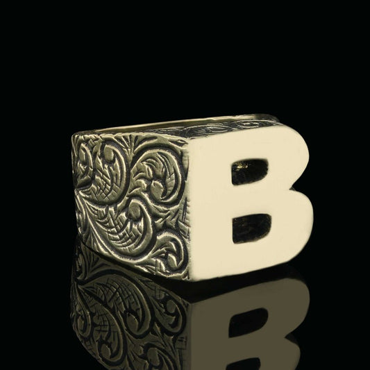 925 Sterling Silver Custom Design Celtic Letter B Ring by SWISS PLUS - Letter Collection - view 2
