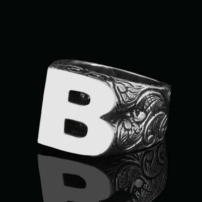 925 Sterling Silver Custom Design Celtic Letter B Ring by SWISS PLUS - Letter Collection - view 5