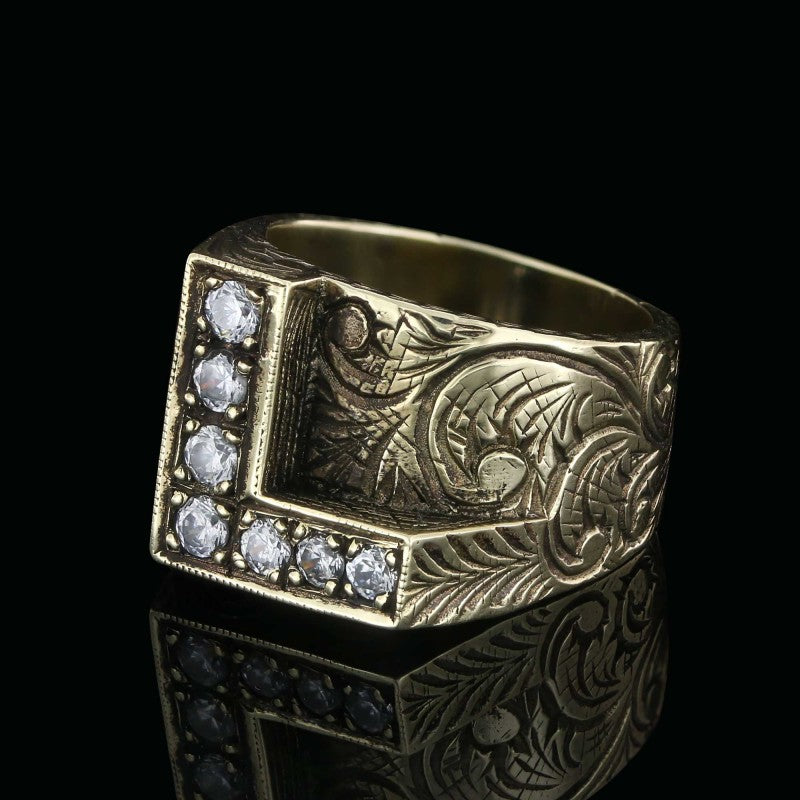 925 Sterling Silver Letter L Ring by SWISS PLUS - Letter Collection - view 7