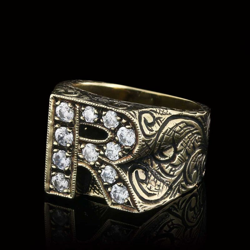 925 Sterling Silver Letter R Bold Alphabet Celtic Ring by SWISS PLUS - Letter Collection - view 7