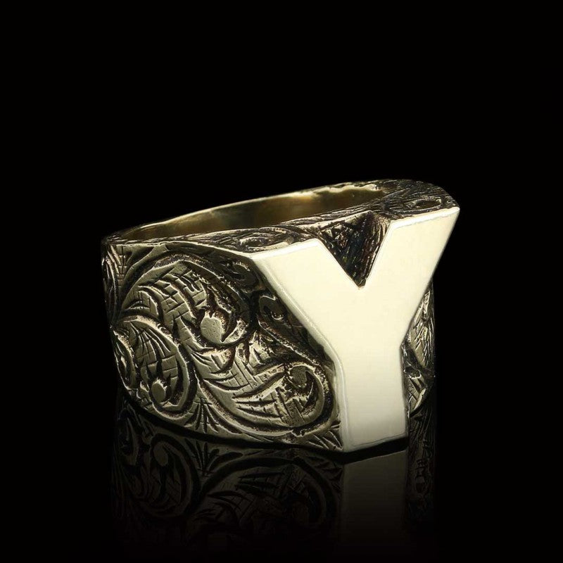 925 Sterling Silver Letter Y Alphabet Ring