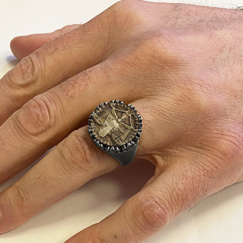 925 Sterling Silver Libra Sign Ring