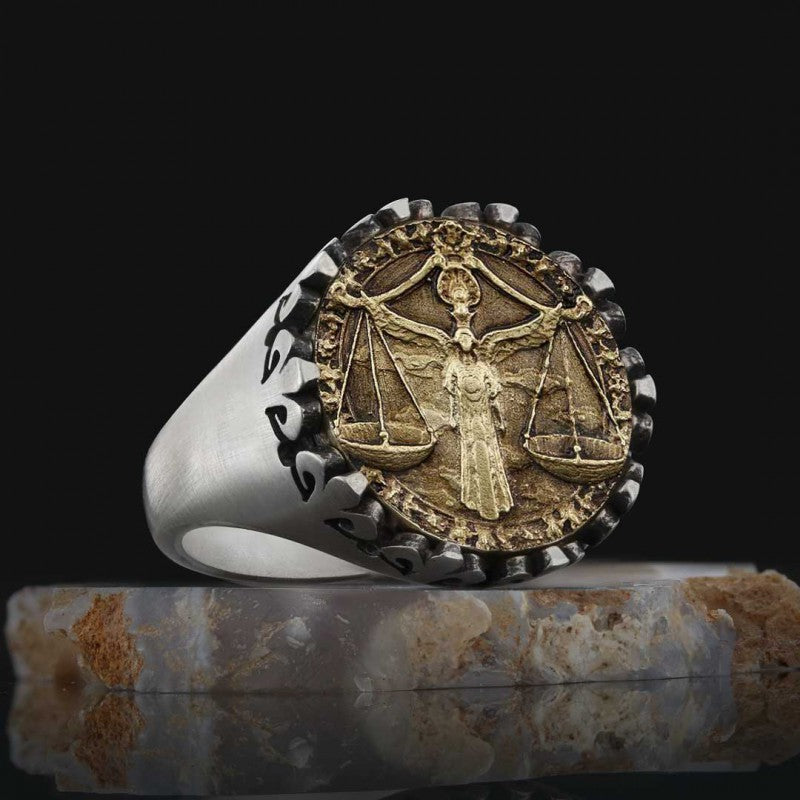 925 Sterling Silver Libra Sign Ring