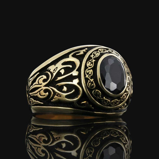 925 Sterling Silver Men Ring with Stone Motif