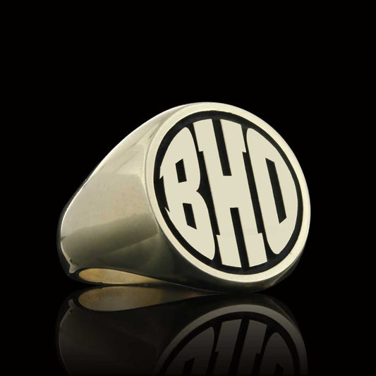 925 Sterling Silver Monogram BHO Letter Ring - view 2