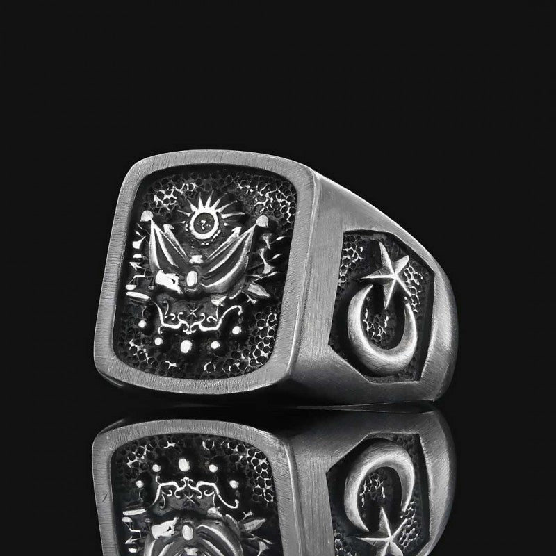 925 Sterling Silver Ottoman State Coat of Arms Ring