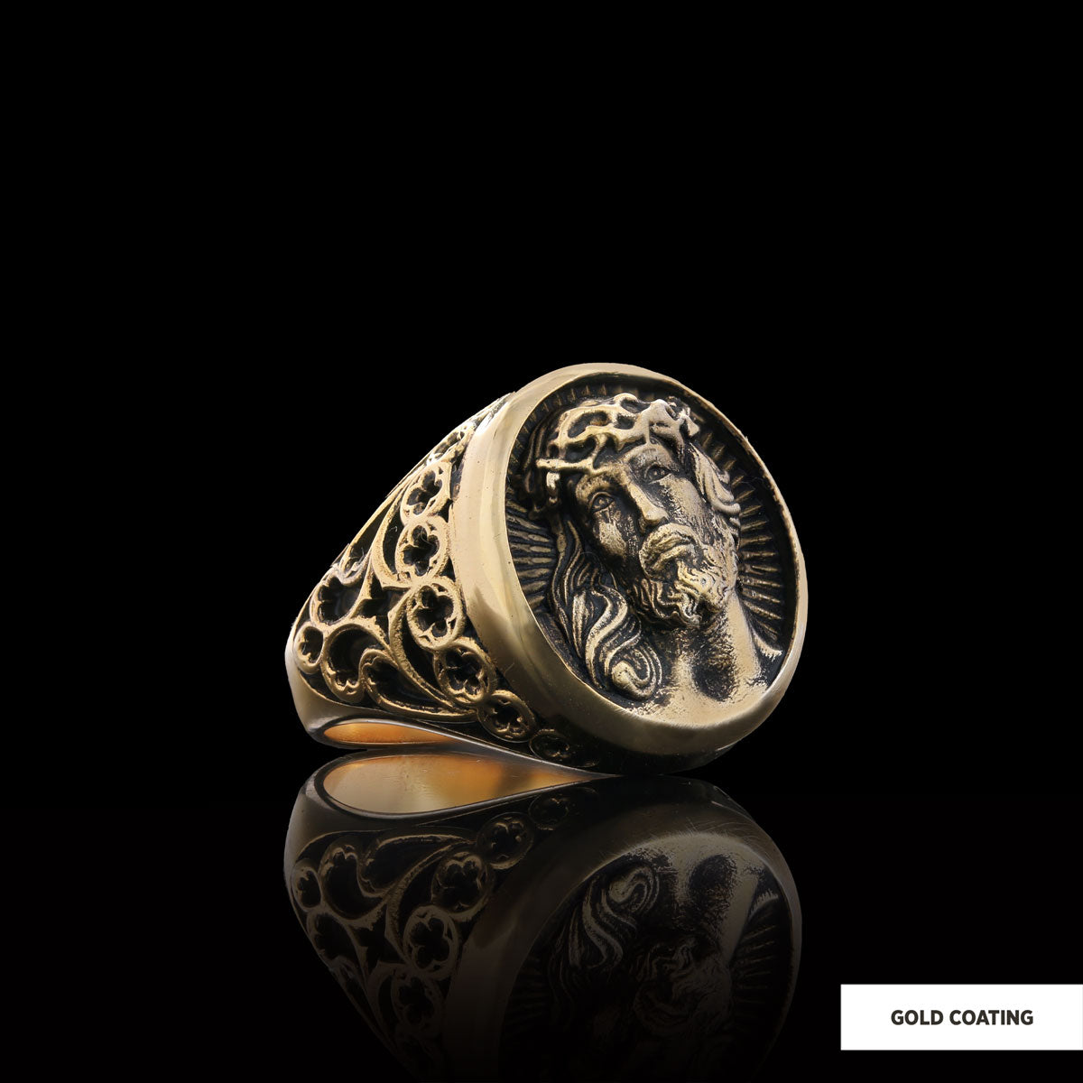 925 Sterling Silver Religious Ring, Religious Gift, 3D Jesus Ring, Gold Plated Jesus Jewelry, Christian Accessory by SWISS PL