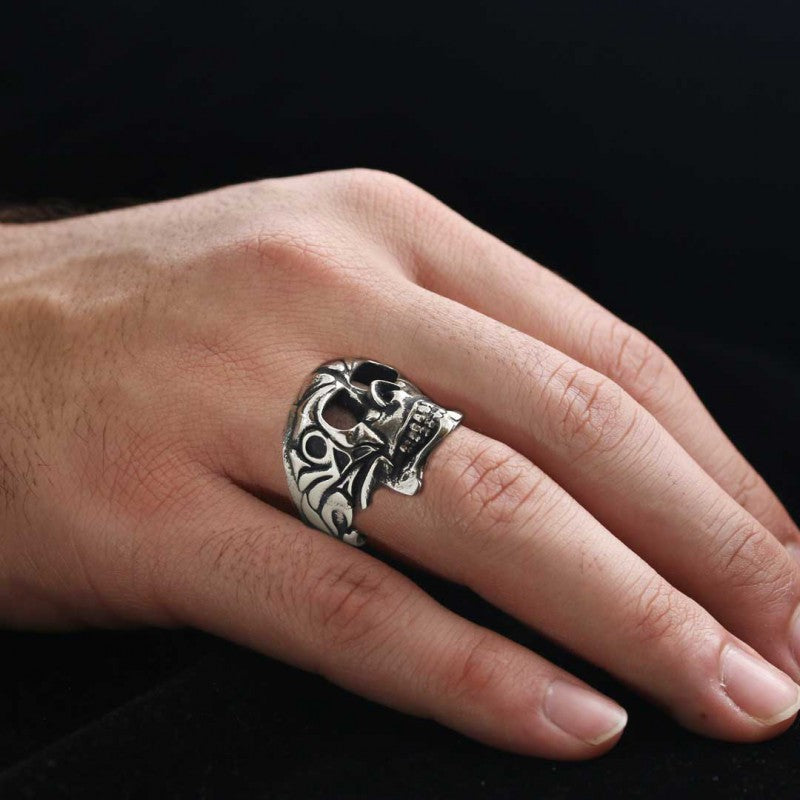 925 Sterling Silver Skull Ring by SWISS PLUS - Skull Rings - view 4