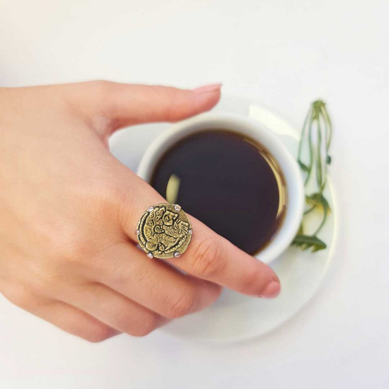 925 Sterling Silver Special Design Greek Drachm of Naxos Coin Women Ring