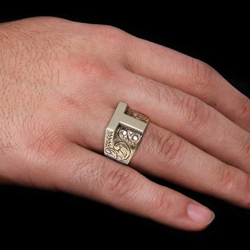 925 Sterling Silver T Letter Ring - view 6