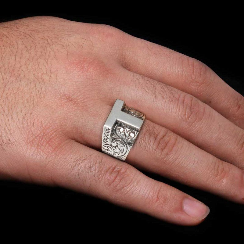 925 Sterling Silver T Letter Ring by SWISS PLUS - Letter Collection - view 7