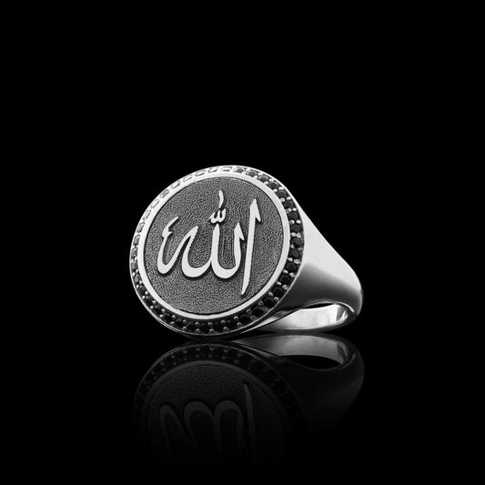 925 Sterling Special Design Round Silver Islamic Allah Women Ring