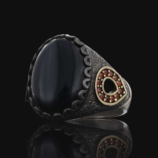 Amber Stone Silver Ring 925 Sterling by SWISS PLUS - Unique Design Rings - view 2