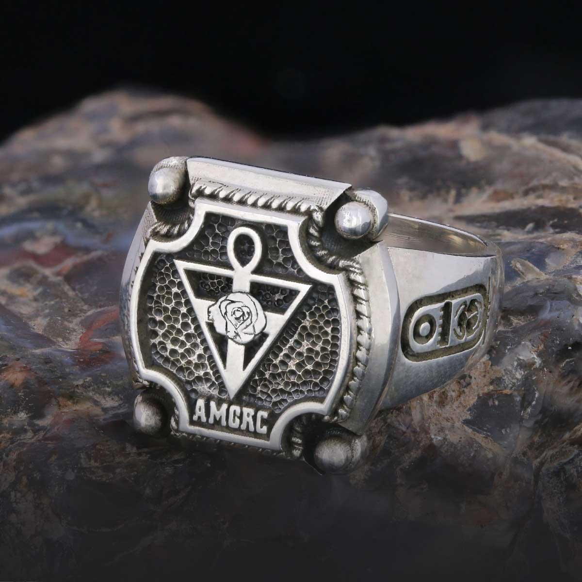 Amorc Jewelry, Spiritual Emblem of the AMORC Ring, Special Design Rose Crucis Silver Ring