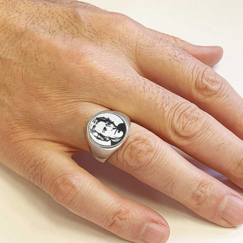 Andrew Jackson Photo Round Silver Ring