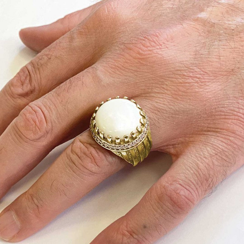 Angora Pearl Stone Ring Sterling Silver 925 Sterling by SWISS PLUS - Unique Design Rings - view 5