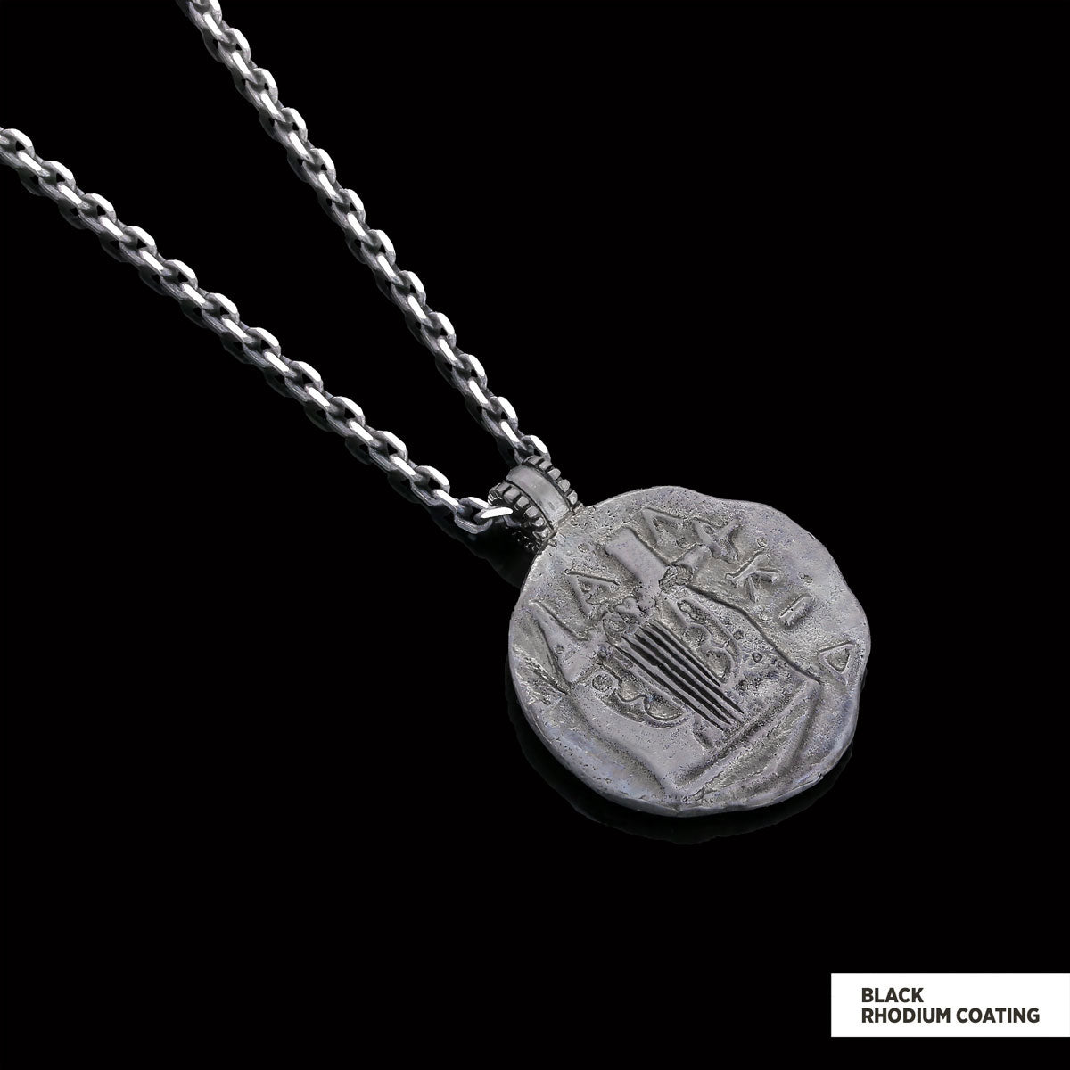 Antique Money Pendant Black Rhodium Coating-Chain