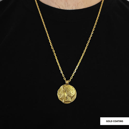 Antique Money Pendant Gold Coating-Chain
