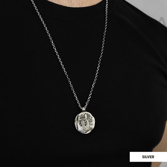 Antique Money Pendant Silver-Chain