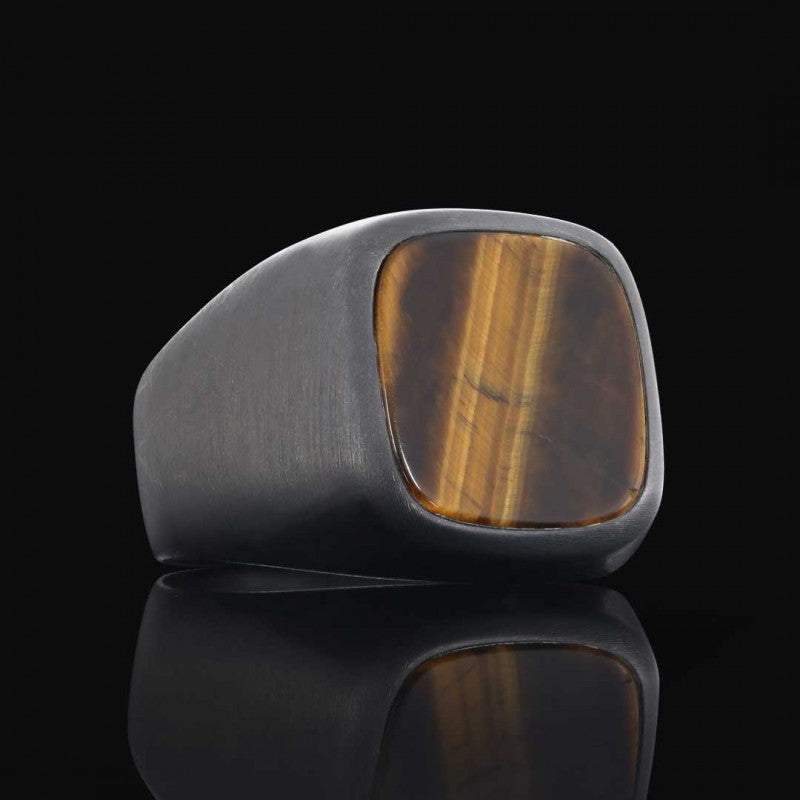 Aqeeq Stone Silver Men Ring - view 4