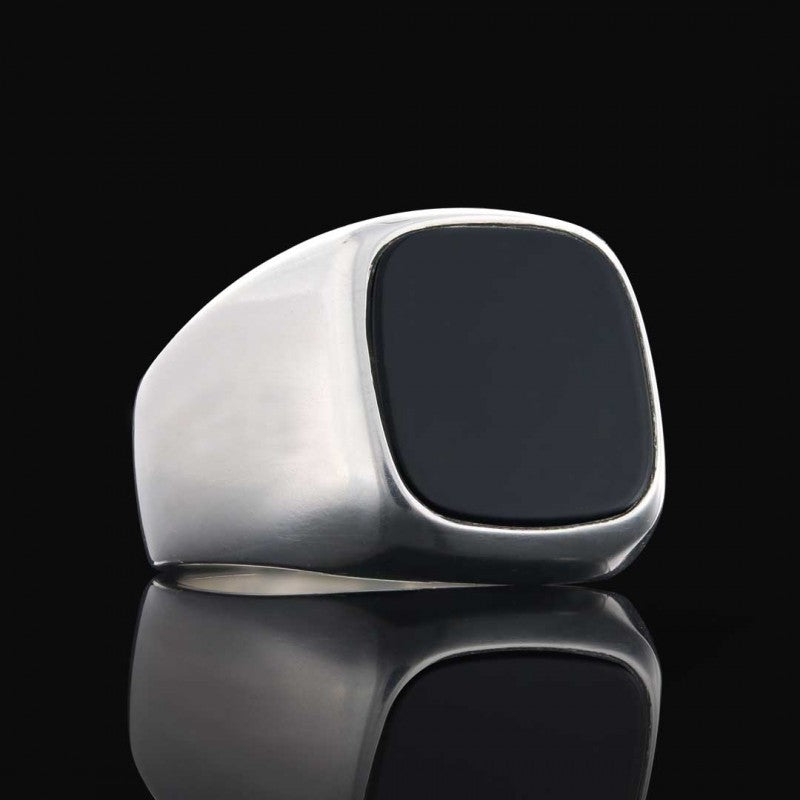 Aqeeq Stone Silver Men Ring - view 6
