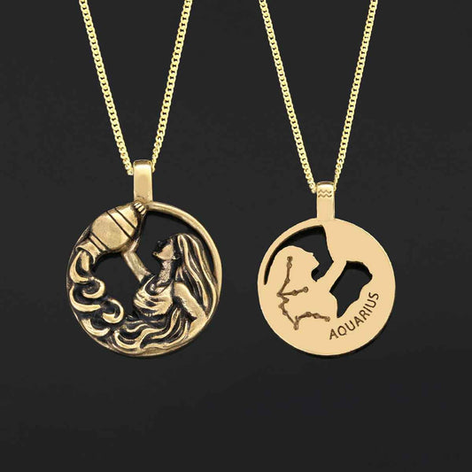 Aquarius Handmade Pendant, Sterling Silver Aquarius Necklace, Aquarius Jewelry, Horoscope Aquarius Necklace by SWISS PLUS - Z