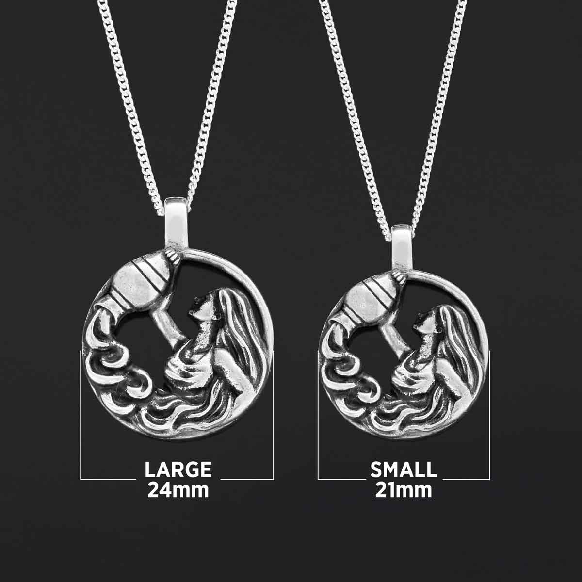 Aquarius Handmade Pendant, Sterling Silver Aquarius Necklace, Aquarius Jewelry, Horoscope Aquarius Necklace by SWISS PLUS - Z