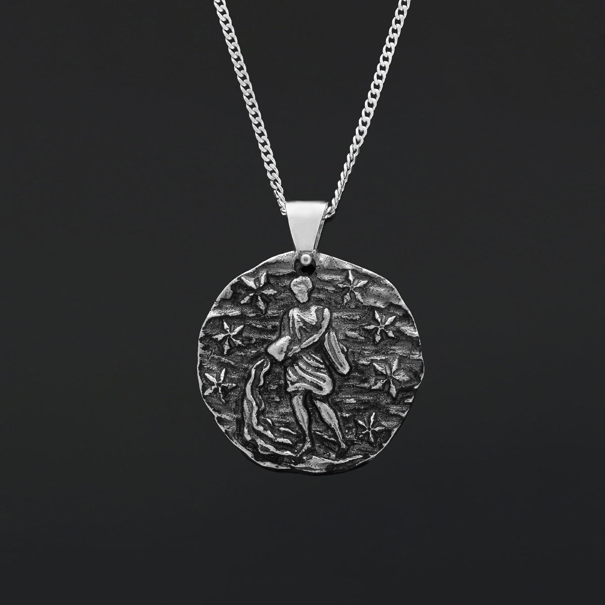 Aquarius Pendant, Unique Zodiac Jewelry, Sterling Silver Astrology Necklace, Water Bearer Charm, Gift for Aquarius