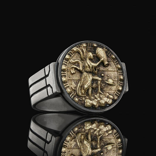 Aquarius Zodiac Round Ring - view 2