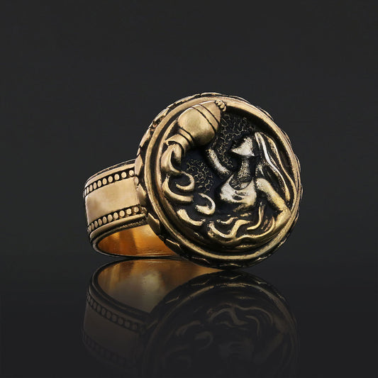 Aquarius Zodiac Silver Ring - view 2